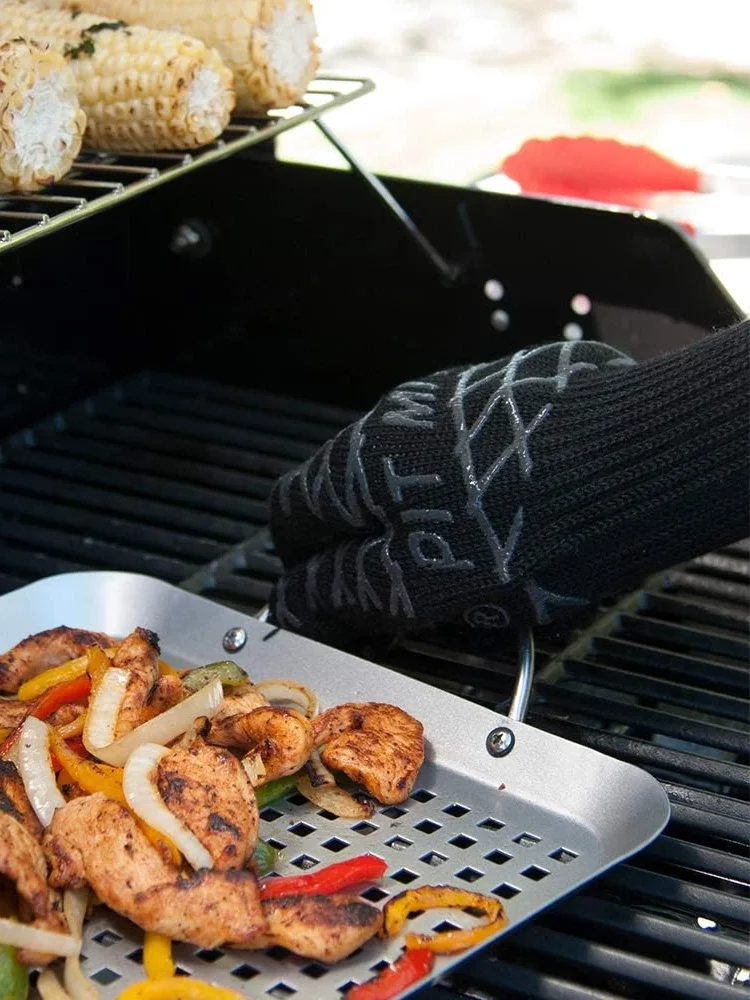 Charcoal Companion Ultimate Barbecue Pit Mitt Glove During Cooking Edited