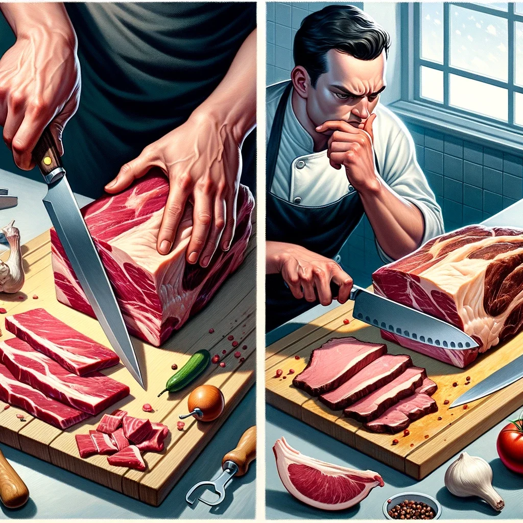 An Image Of Two Contrasting Scenes Side By Side Depicting The Concept To Trim Or Not To Trim . On The Left A Hand Is Holding A Knife And Trimming